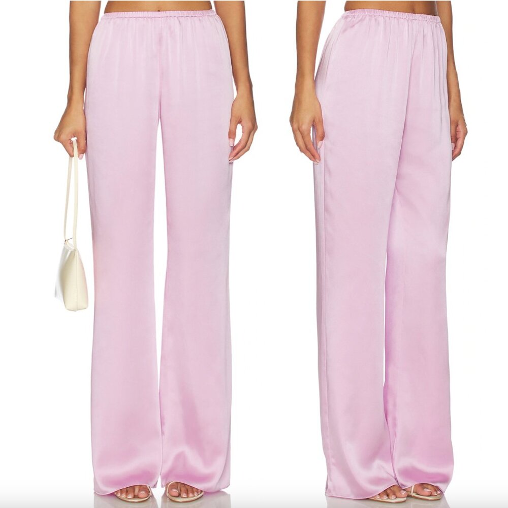 SER.O.YA Pink Wide-Leg Satin Trousers